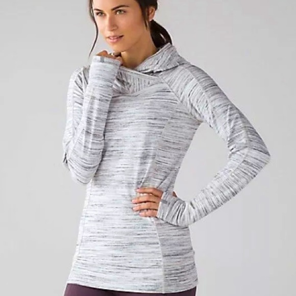 lululemon athletica Tops - Lululemon Think Fast Hoodie Space Dye Camo White Multi Silver Spoon Size 6